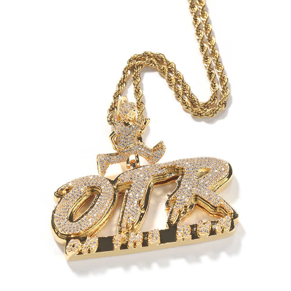 Jewelry OTR letter pendant hiphop fashion micro zircon Alphabet Pieces Spectrum St. Valentine's