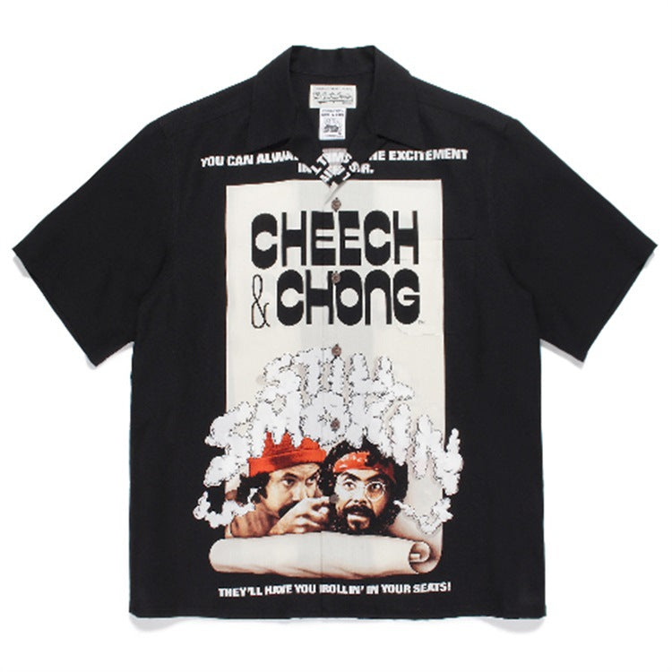 GUILTYPARTIES TIGER Shirts 22ss SMOKIN CHEECH & CHONG Hawaiian Short Sleeve Shirt Men