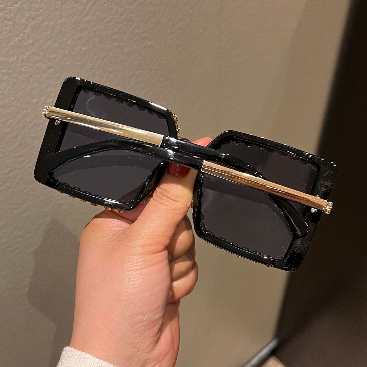 Trendy punk glasses with diamonds