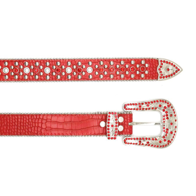 Hip-hop punk rhinestone belt alloy cross
