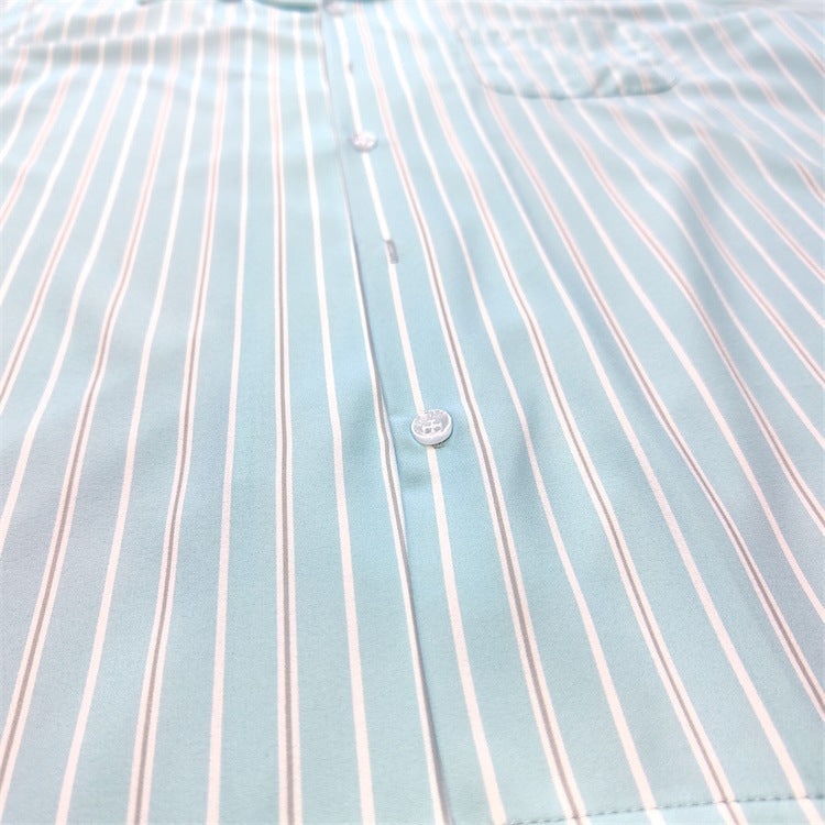 GUILTYPARTIES TIGER Shirts Striped color-matching rayon Hawaiian short-sleeved shirt Beach resort shirt
