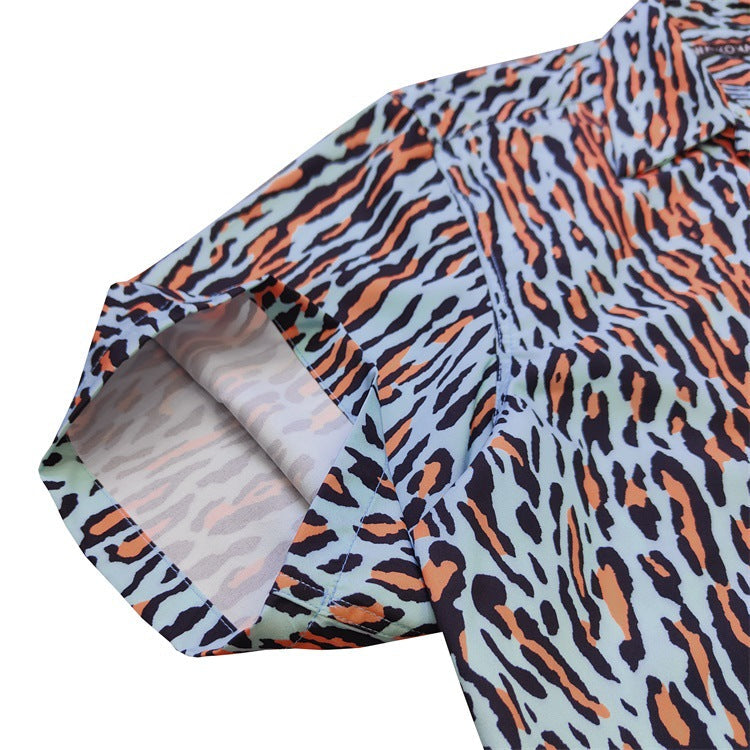 GUILTYPARTIES TIGER Shirts Leopard Rayon Hawaiian Short Sleeve Shirt Beach Shirt Men