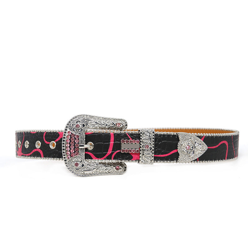 Hip-hop punk rhinestone belt punk style