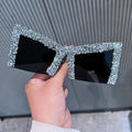 Trendy punk glasses cat eyes with diamonds