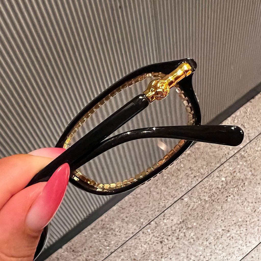 Trendy punk glasses pearl anti-blue light