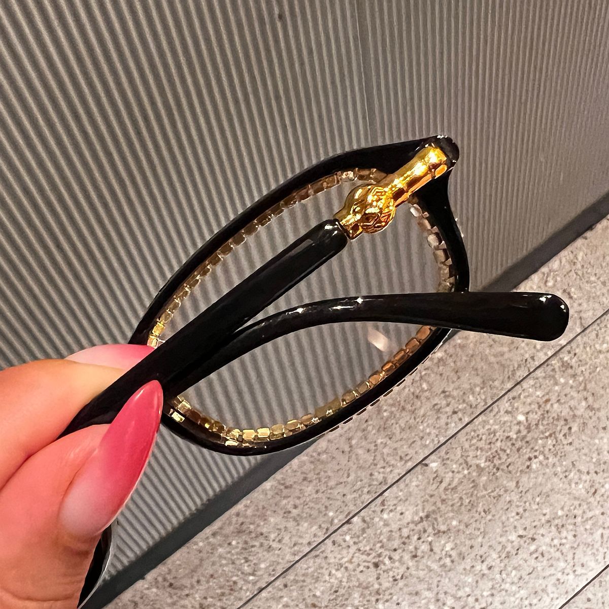 Trendy punk glasses pearl anti-blue light