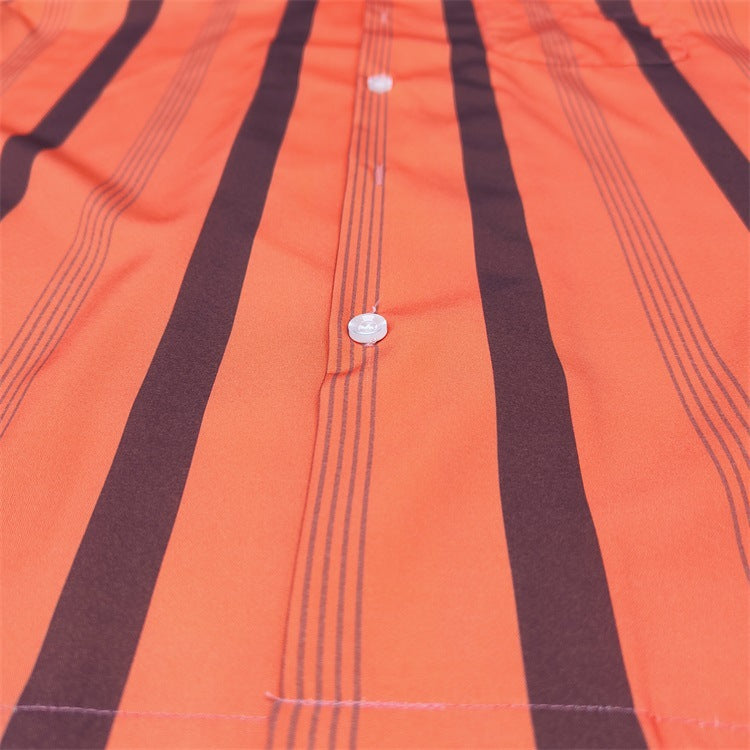 GUILTYPARTIES TIGER Shirts 24ss Striped Classic, Rayon Hawaiian Casual Short Sleeve Shirt Men