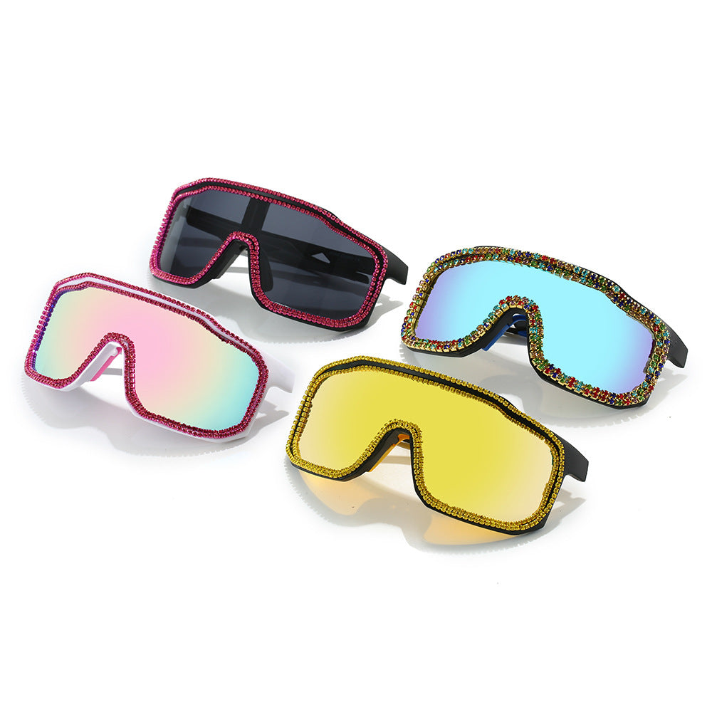 Trendy punk glasses diamond windproof