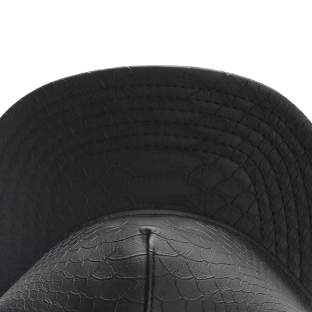 Trendy flat brimmed snapback hatsleather