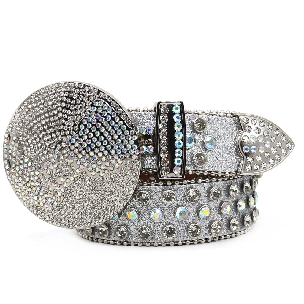 Hip-hop punk rhinestone belt earth buckle full of diamonds y2k belt