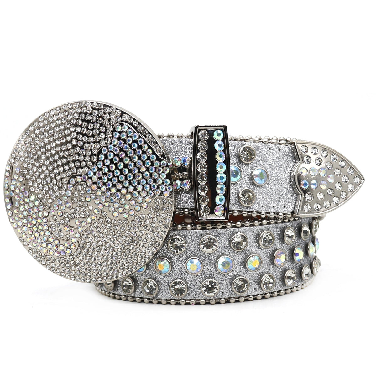 Hip-hop punk rhinestone belt earth buckle full of diamonds y2k belt