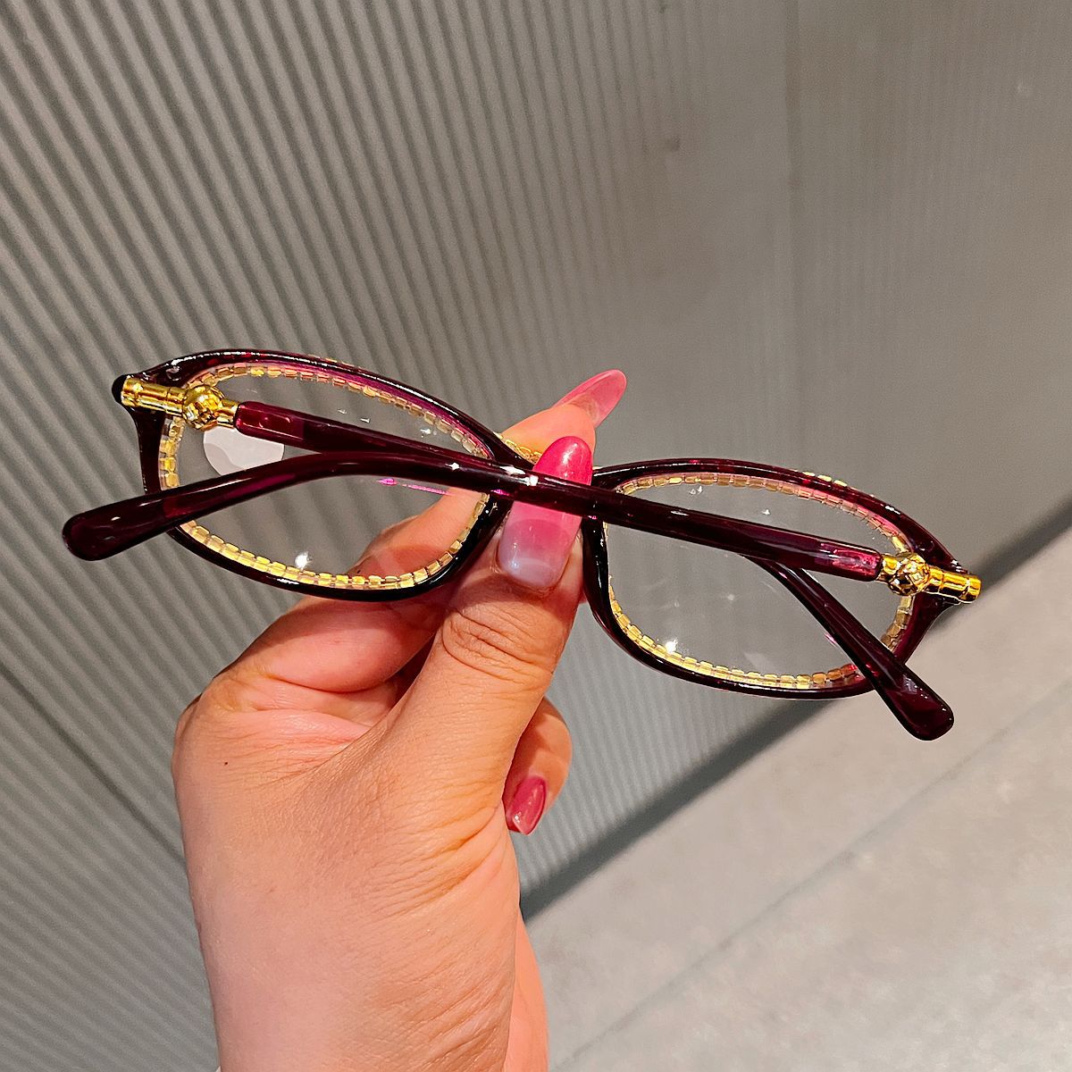 Trendy punk glasses pearl anti-blue light