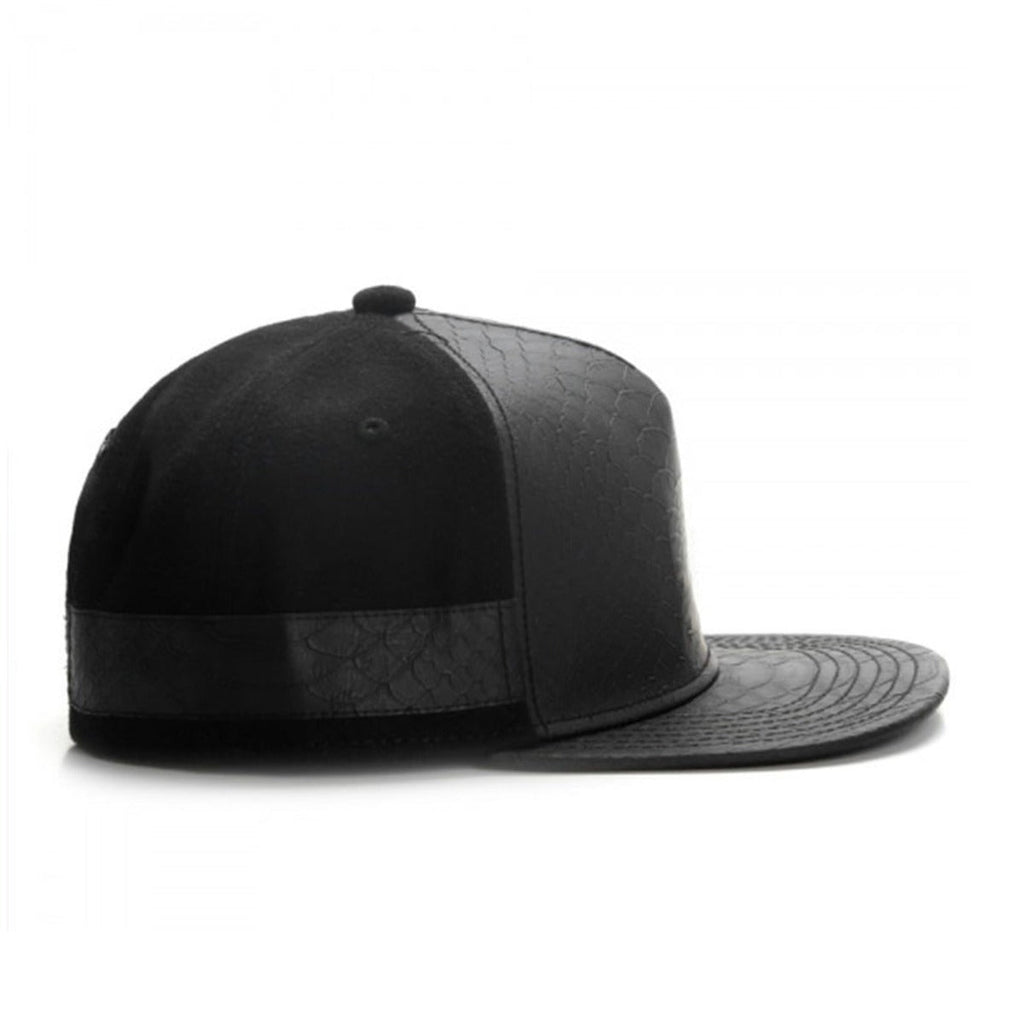 Trendy flat brimmed snapback hatsleather