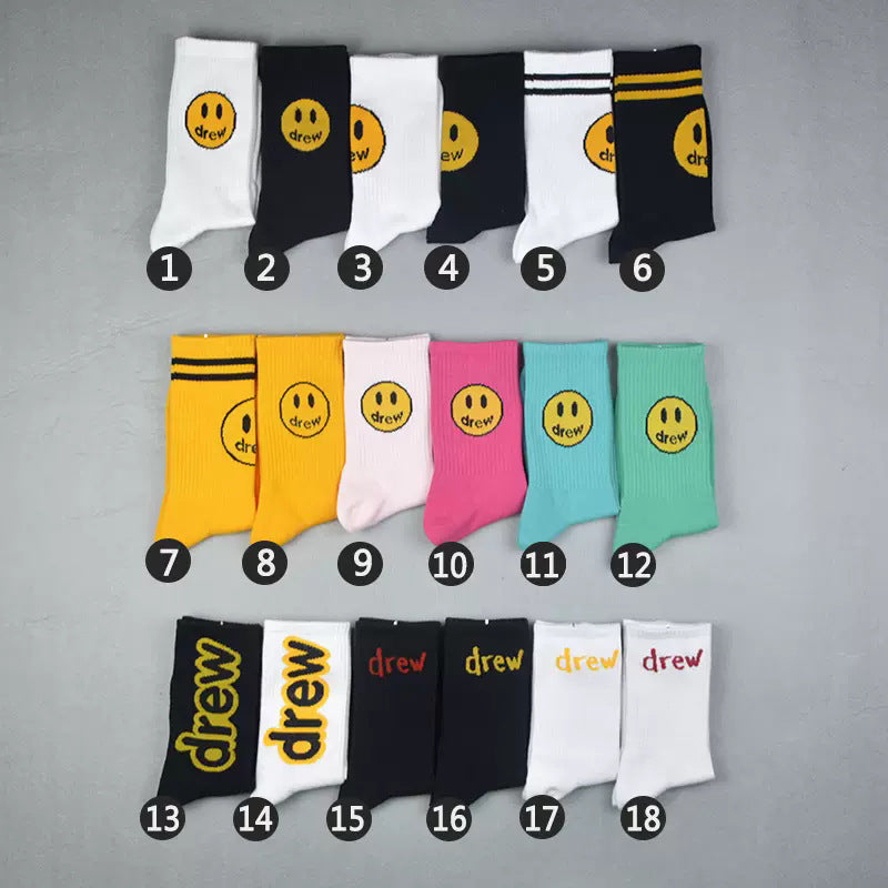 Men socks spring and summer drew smiley face