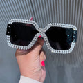 Trendy punk glasses square diamond