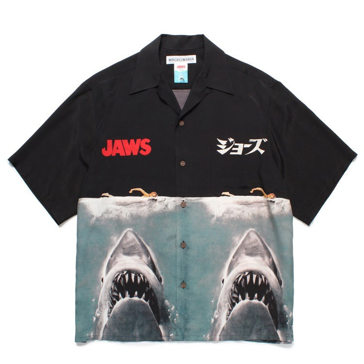 GUILTYPARTIES TIGER Shirts Great White Shark Hawaiian Short Sleeve Shirt Trendy Shirt Men
