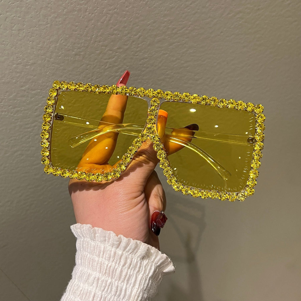 Trendy punk glasses with diamonds