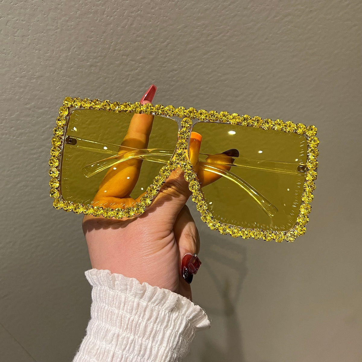 Trendy punk glasses with diamonds