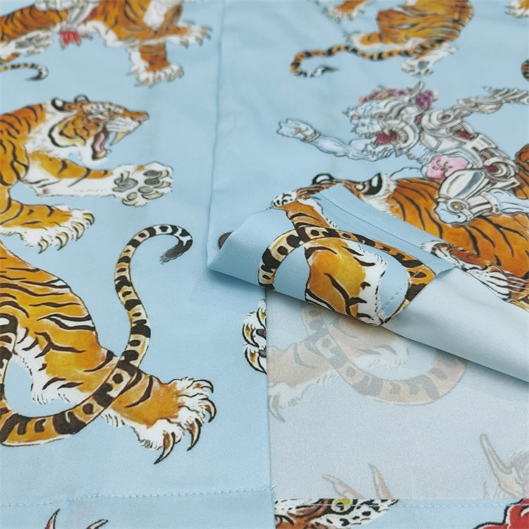 GUILTYPARTIES TIGER Long sleeved shirt Mechanical Ghost Riding Tiger Hawaiian Rayon Long Sleeve Shirt