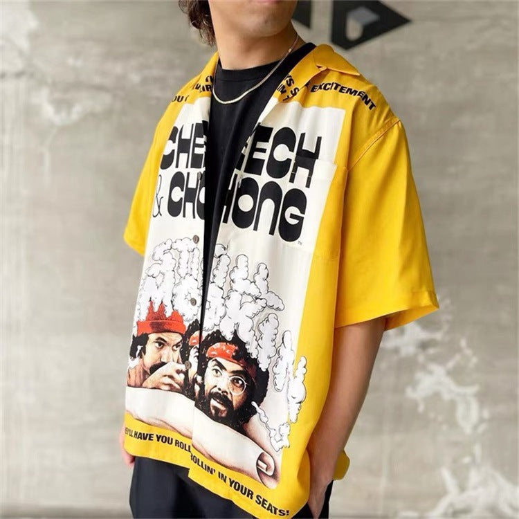 GUILTYPARTIES TIGER Shirts 22ss SMOKIN CHEECH & CHONG Hawaiian Short Sleeve Shirt Men