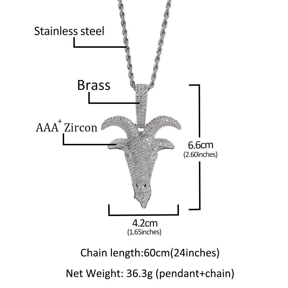 Jewelry Copper Zircon Goat Animal Men's Pendant Fashion Animal St. Valentine's Spectrum