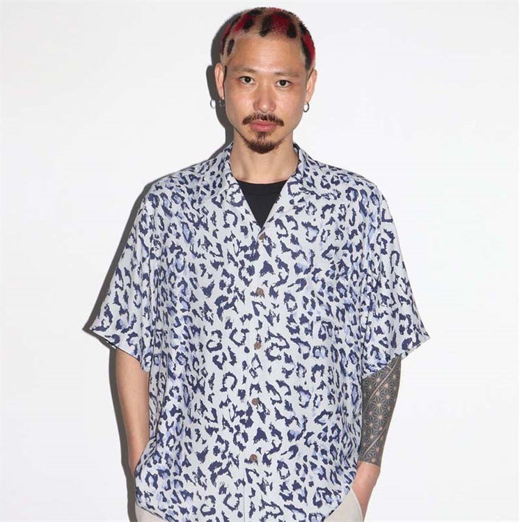 GUILTYPARTIES TIGER Shirts Leopard Rayon Hawaiian Short Sleeve Shirt Beach Vacation Shirt