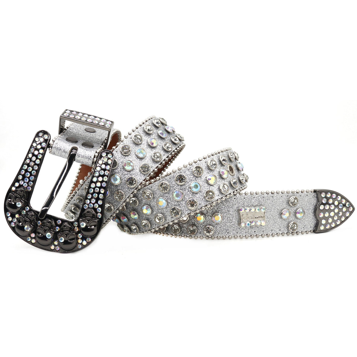 Hip-hop punk rhinestone belt skull y2k punk wide belt