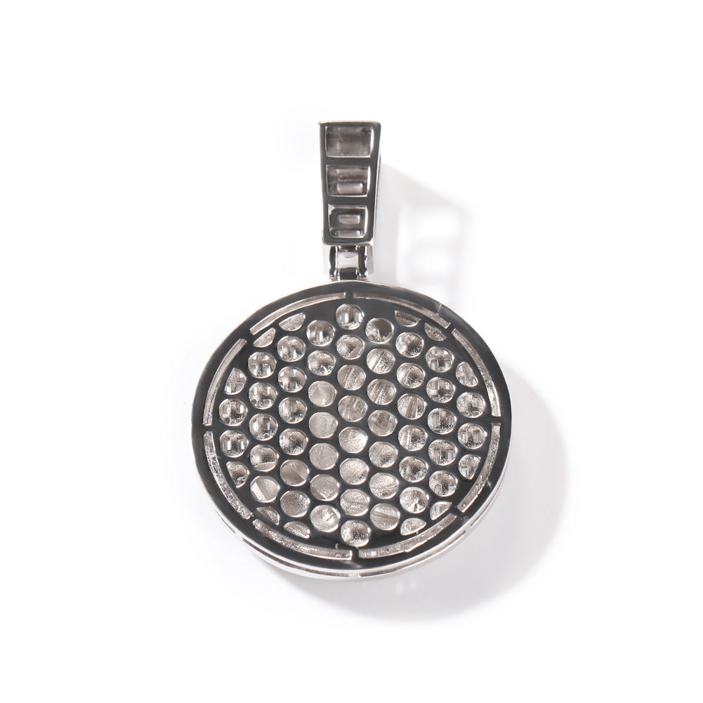Jewelry Disc Fashion Pendant Necklace Copper with Zircon Praying Hand Jesus Pieces Spectrum