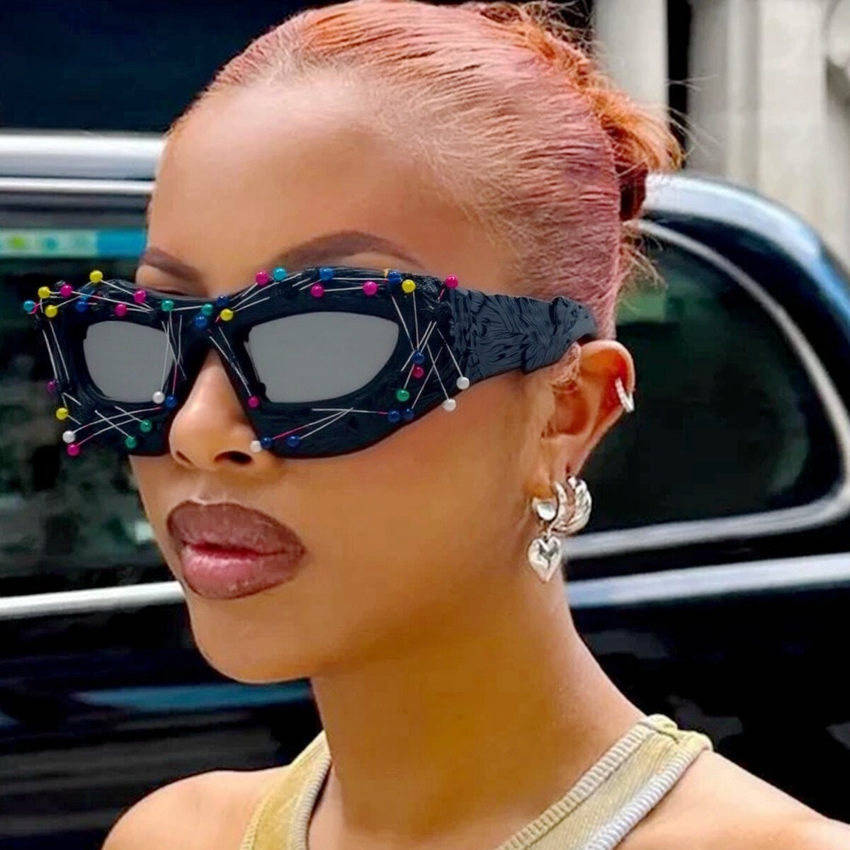 Trendy punk glasses stylish bead pins