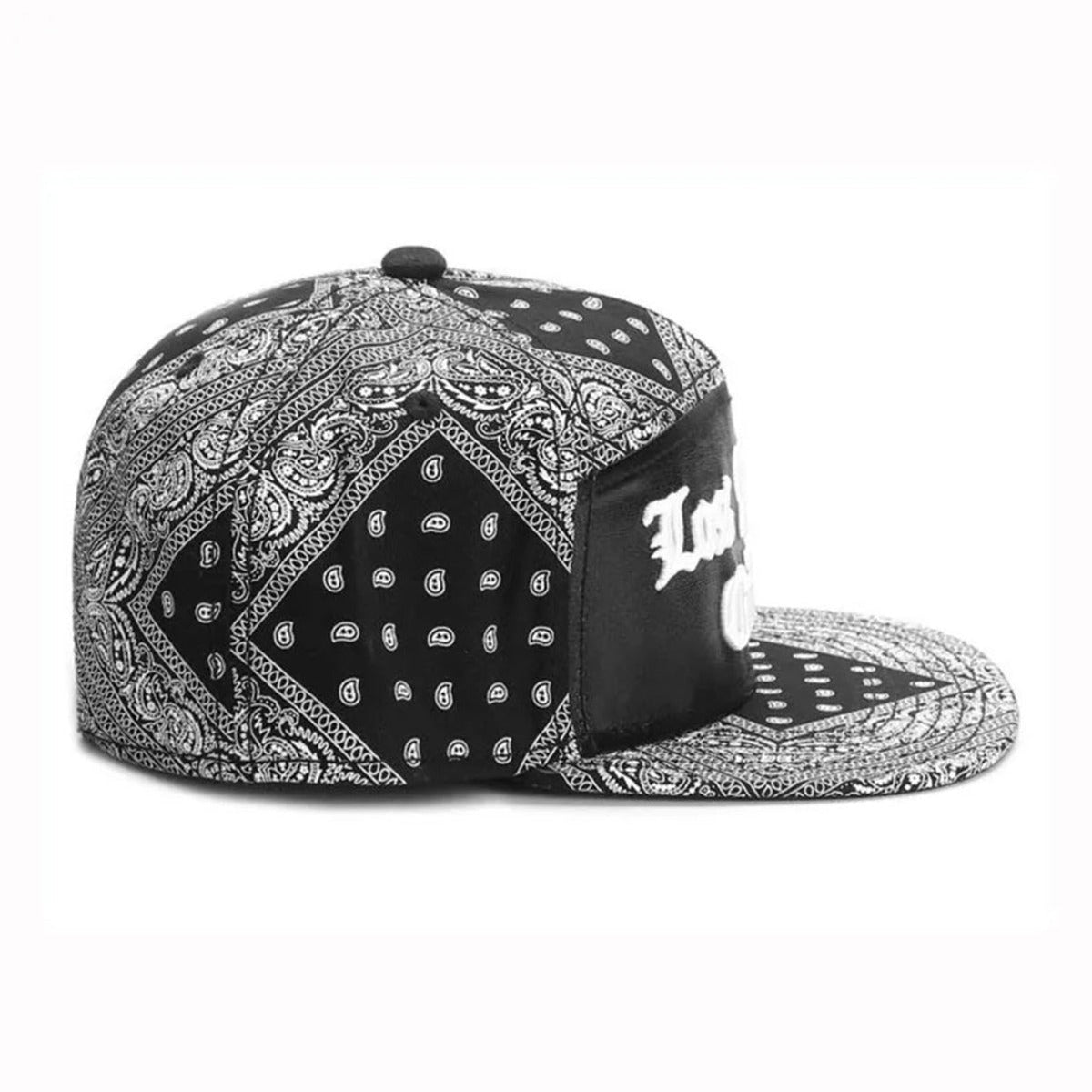 Trendy flat brimmed snapback hatslos angeles cashew pattern