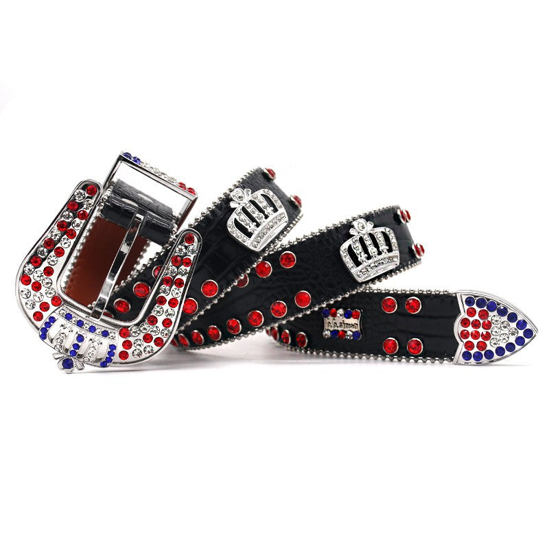 Hip-hop punk rhinestone belt rhinestone crown punk style