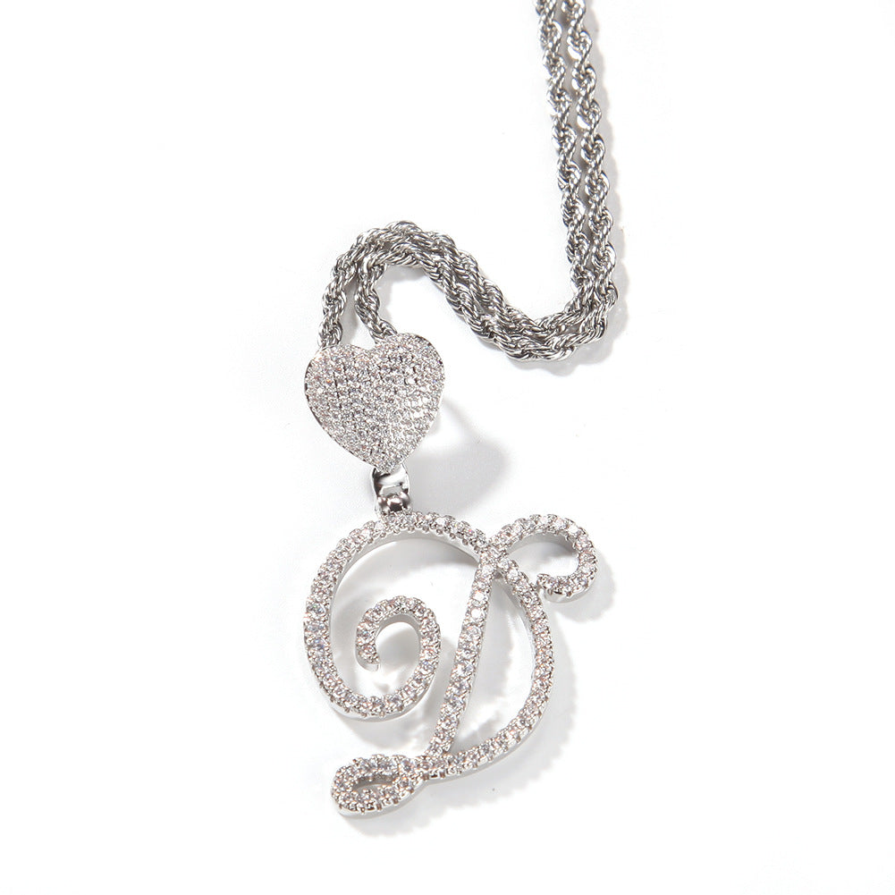 Jewelry Zircon Love Button Head Flower Letter Pendant Personality Word Up Spectrum St. Valentine's