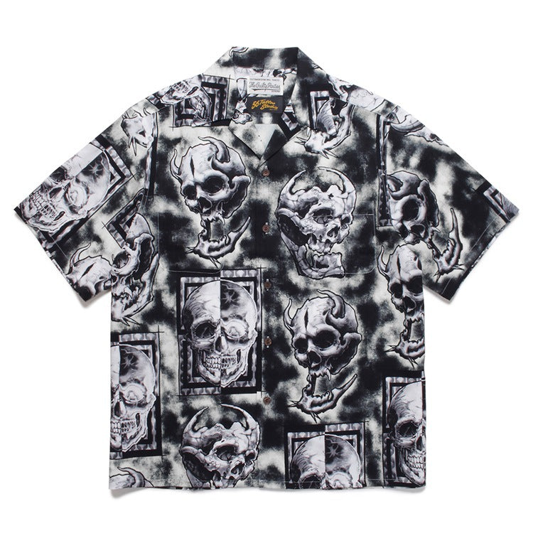 GUILTYPARTIES TIGER Shirts 56 TATTOO STUDIO Skull Ghost Hawaiian Short Sleeve Shirt