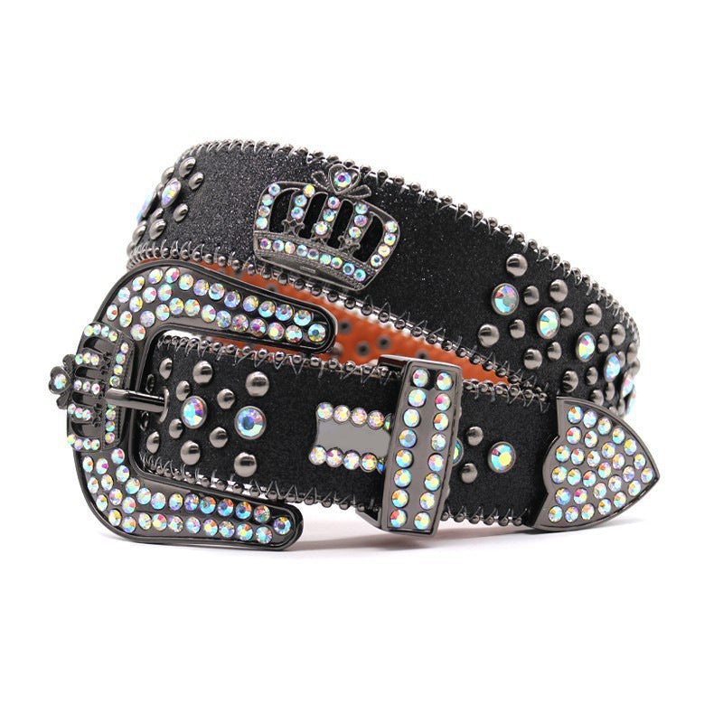 Hip-hop punk rhinestone belt rhinestone crown
