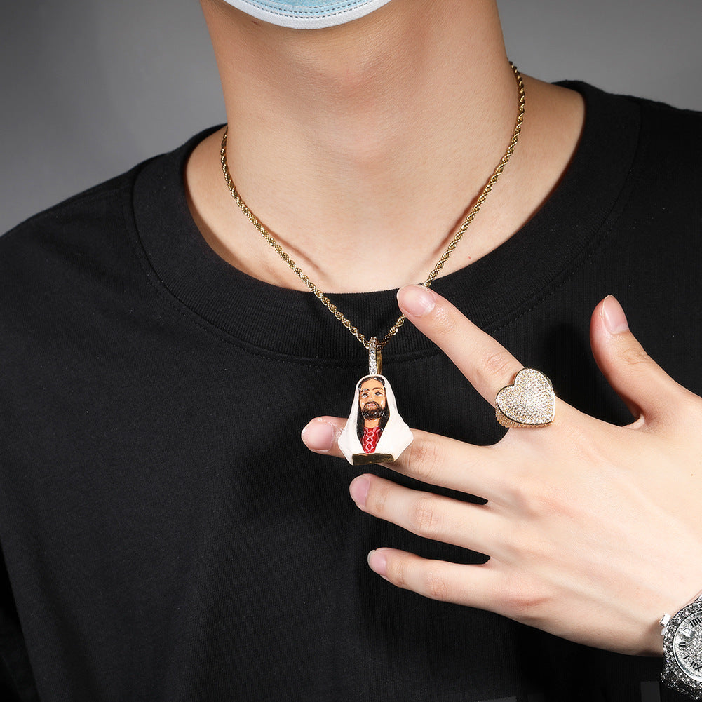 Jewelry Copper Enamel Hip Hop Pendant Necklace Hipster Egypt Pieces Far East Jesus Pieces Royalty