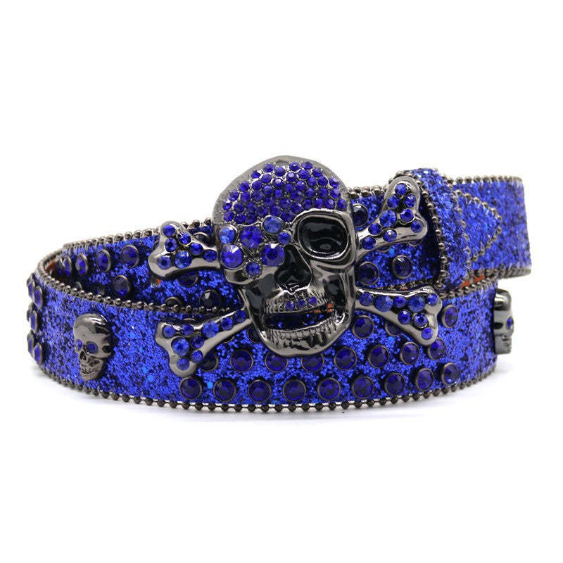 Hip-hop punk rhinestone belt punk skull decoration