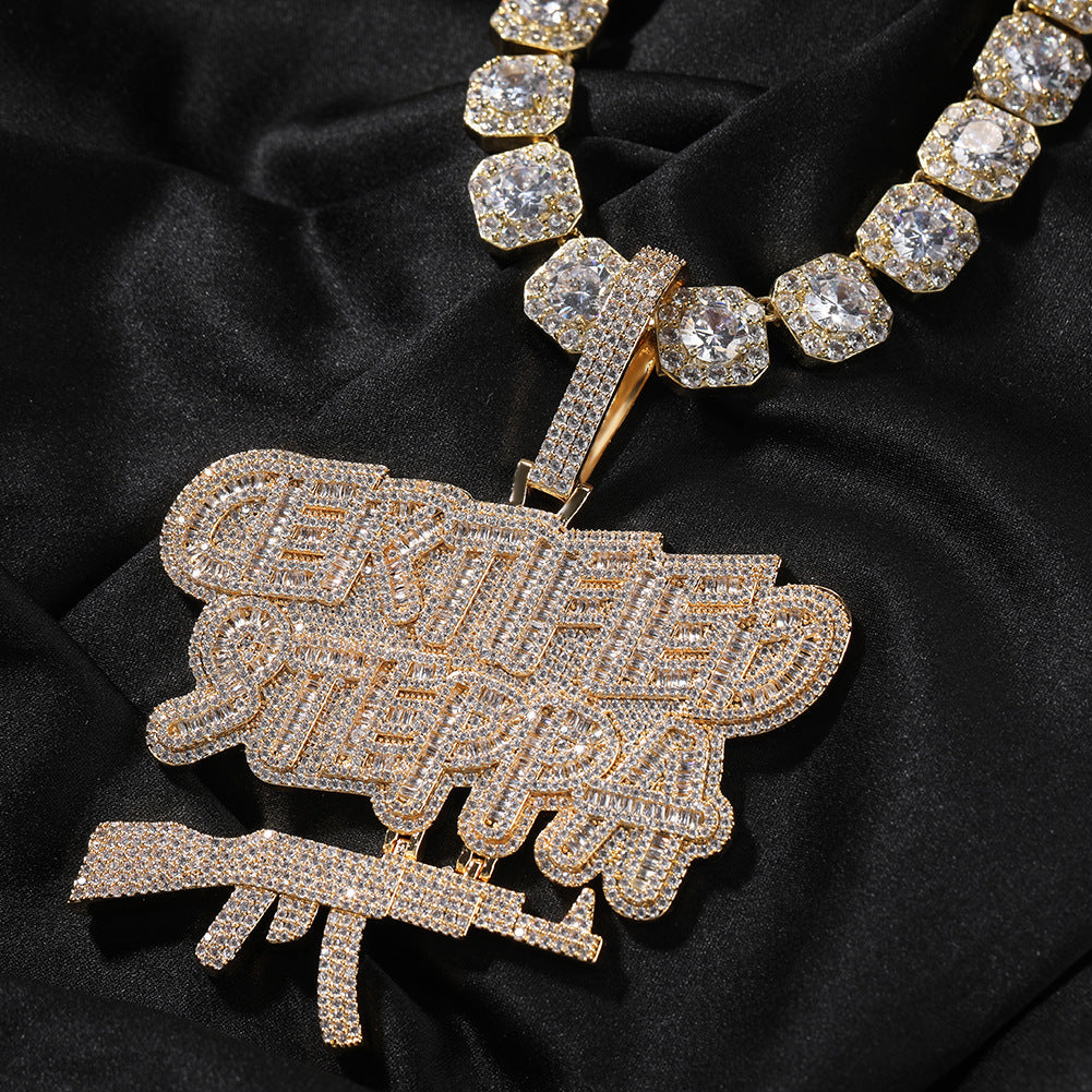 Jewelry Mixed Square Diamond AK47 Letter Pendant hiphop Spectrum Armament Word Up