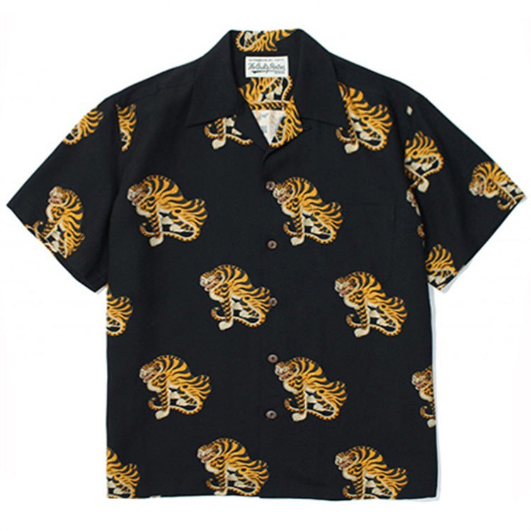 GUILTYPARTIES TIGER Shirts 18FW E-WMS-HI02 Ukiyo-e, Tiger Hawaiian Short Sleeve Shirt