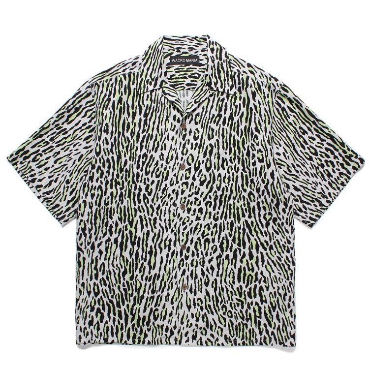 GUILTYPARTIES TIGER Shirts Leopard Rayon Hawaiian Short Sleeve Shirt Beach Shirt Men