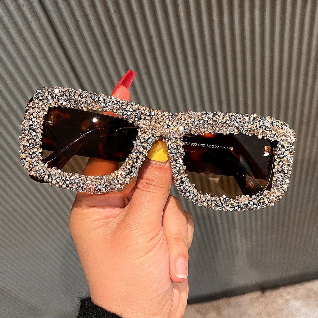 Trendy punk glasses diamond square