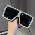 Trendy punk glasses diamond-encrusted uv protection
