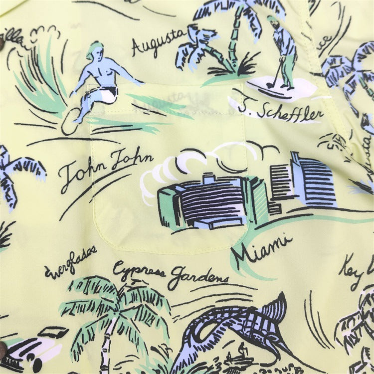 GUILTYPARTIES TIGER Shirts Island Coconut Surfing Leisure Travel Rayon Hawaiian Short Sleeve Shirt