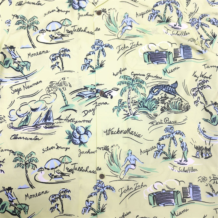 GUILTYPARTIES TIGER Shirts Island Coconut Surfing Leisure Travel Rayon Hawaiian Short Sleeve Shirt