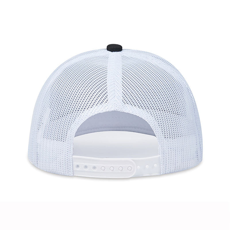 Trendy flat brimmed snapback hatsleather label letter spring summer mesh hat sunshade