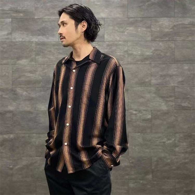 GUILTYPARTIES TIGER Long sleeved shirt plaid striped Hawaiian long-sleeved shirt