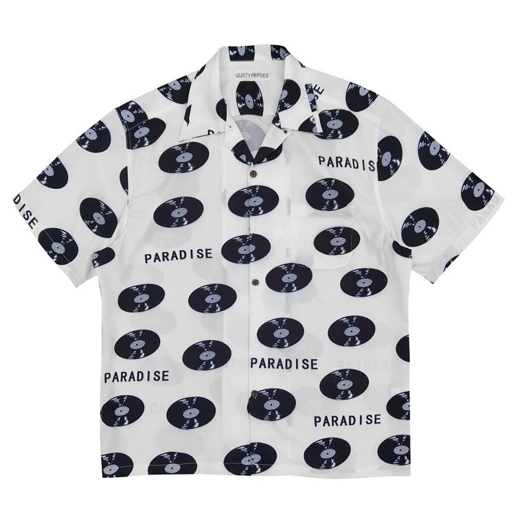 GUILTYPARTIES TIGER Shirts 24ss vinyl record rayon hawaiian casual short-sleeved shirt men