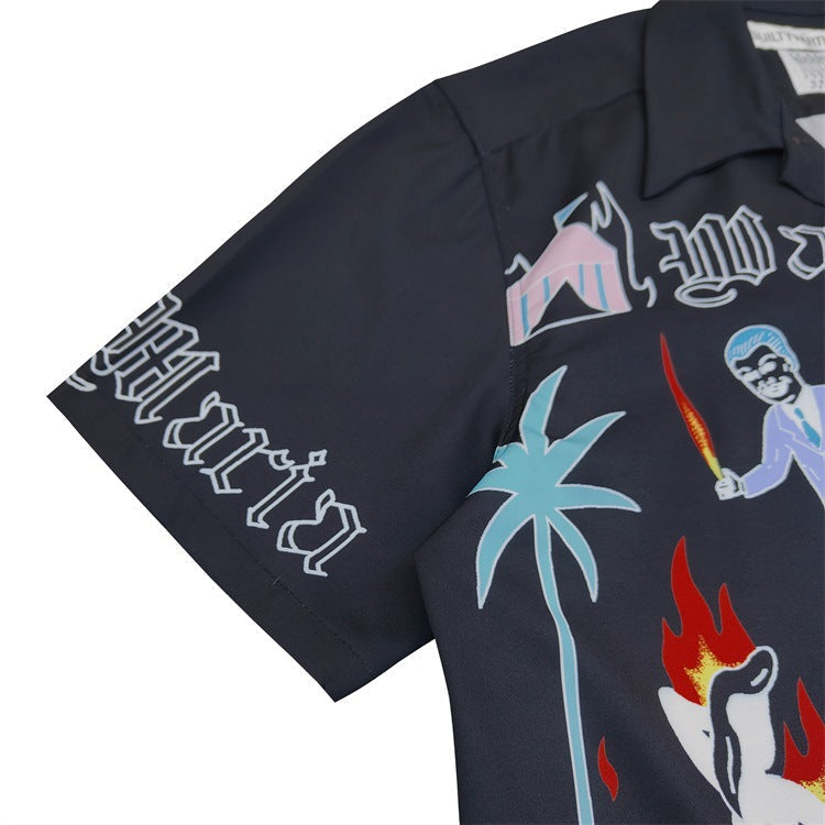 GUILTYPARTIES TIGER Shirts 24ss World Peace Series Theme, Hawaiian Short Sleeve Shirt Men