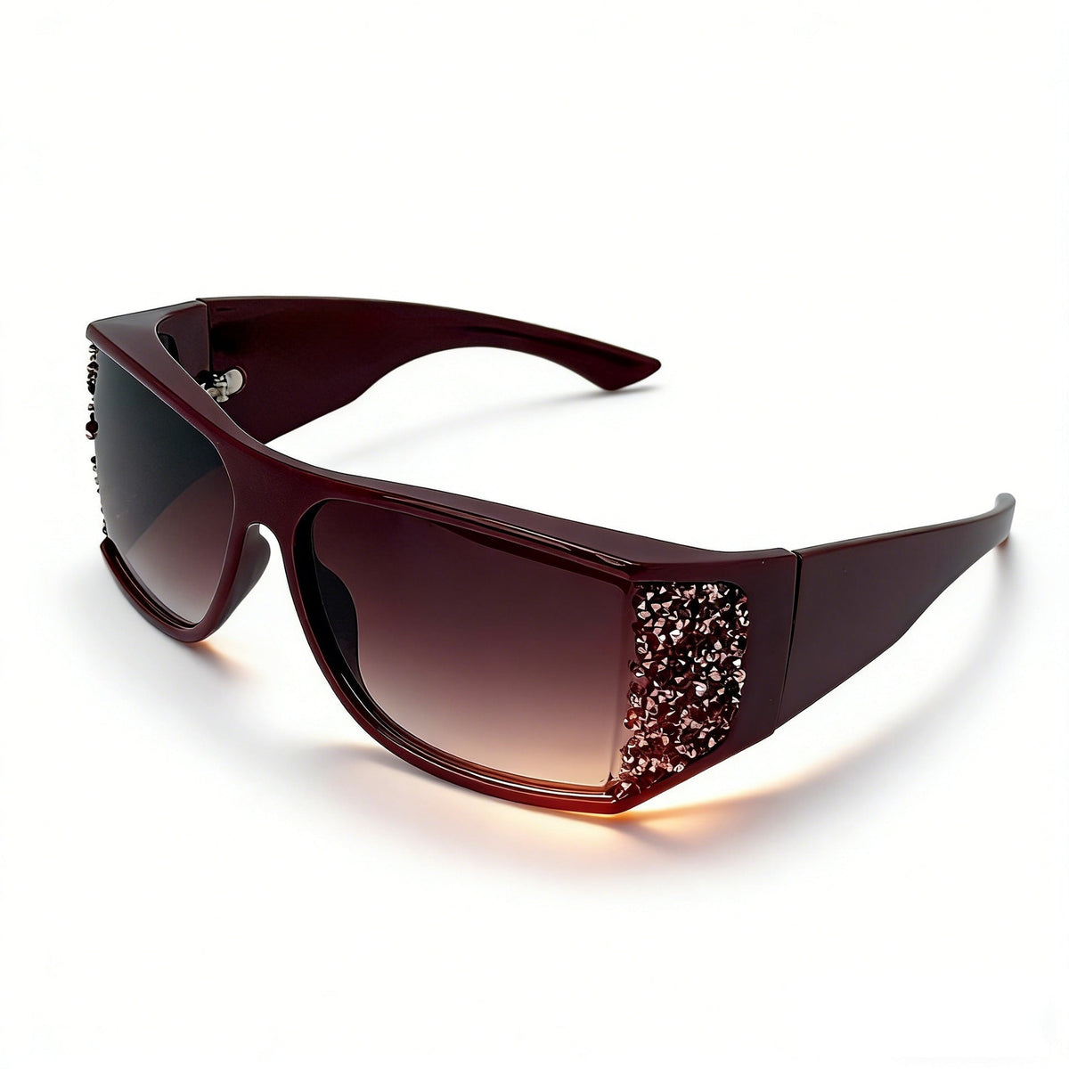 Trendy punk glasses retro large frame with diamonds y2k