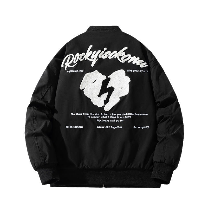 Mens Vintage Jackets Embroidered baseball jersey hooded jacket