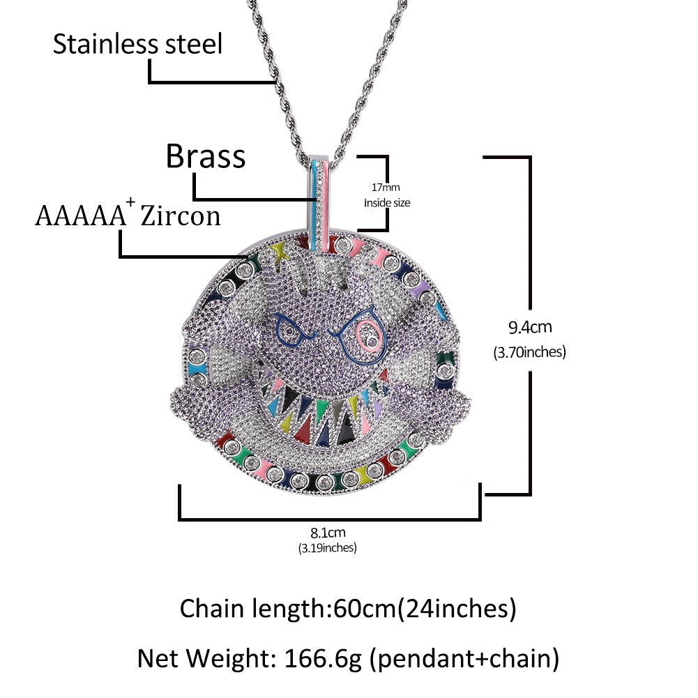 Jewelry Necklace Hip Hop Micro Zircon Metal Wind rapper Dog Tags Spectrum